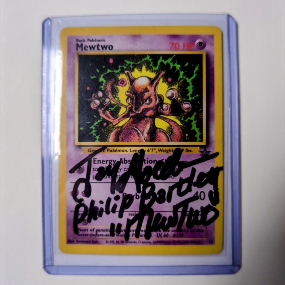 Mewtwo Black Star Promo #14 from 2000 signed by Jay Goede (Voice of Mewtwo)
